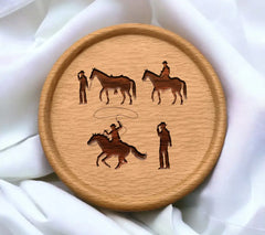 Cowboys Silhouettes With Guns And Horses