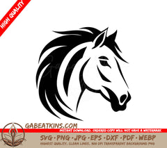 A Horses Head With A Long Mane SVG - Creative Horse vector art design logo SVG