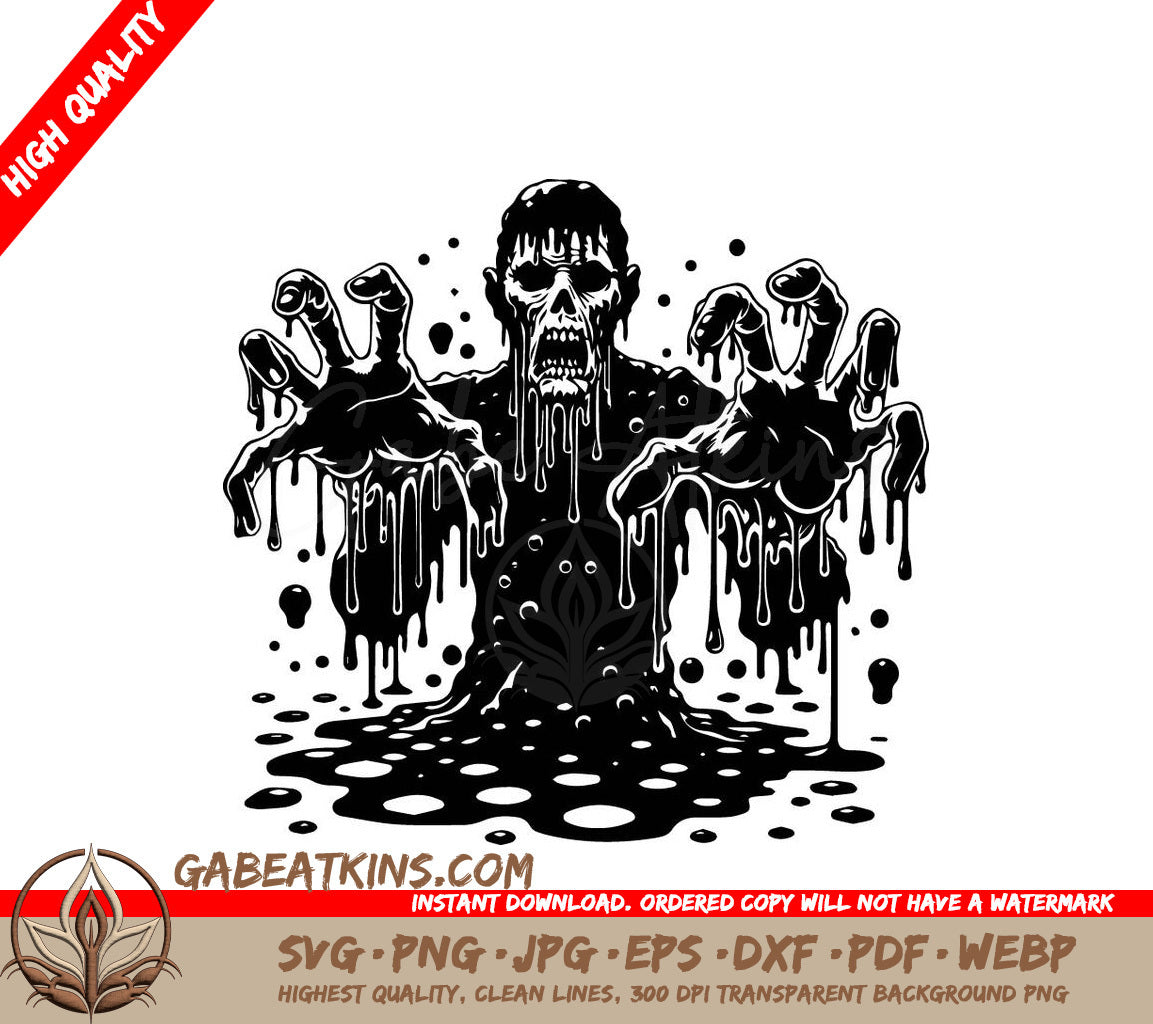 Melting Hands Zombie SVG -  Creepy Illustration SVG