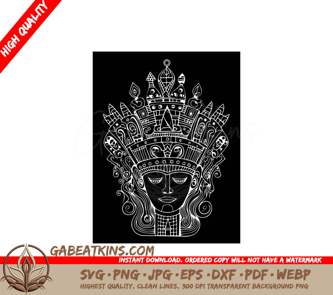 Crowned Face SVG - Vector Outline Illustration SVG