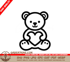 A Teddy Bear Holding A Heart SVG - Cuddly Bear Love SVG