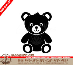 A Black And White Silhouette Of A Teddy Bear SVG - Cuddly Teddy Bear SVG