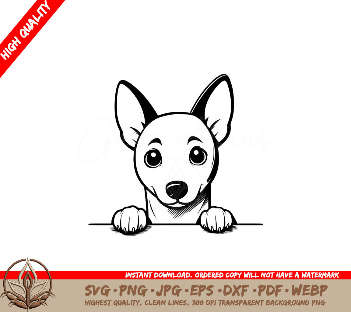 Curious Basenji Peeking SVG - Digital Product File Formats
