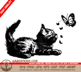 Curious Kitten Playing with Butterfly SVG -  A Kitten Looking Up At A Butterfly