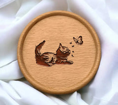 Curious Kitten Playing With Butterfly