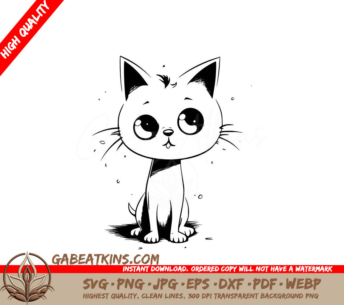 A Cat With Big Eyes SVG - Curious Kitty SVG