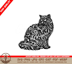 Curled Cat Charm SVG - Digital Product for Flexibility