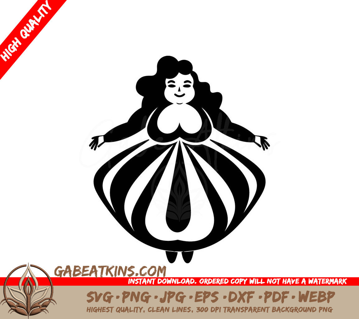 Plus Size Woman in Striped Dress - SVG Illustration SVG