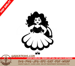 Plus Size Woman in White Dress SVG - Drawing, Curves & Confidence SVG