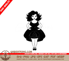 Curvy Couture Plus Size Woman in Black Dress SVG - Drawing SVG