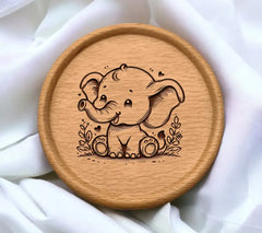Cute Baby Elephant Coloring Page SVG - Outline Illustration SVG