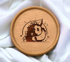 Cute Hedgehog Holding Leaf SVG - Cartoon Monster Illustration SVG