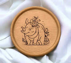 Cute Rhino with Roses SVG - Cartoon Vector Illustration SVG