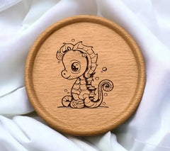 Cute Seahorse with Bubbles SVG Illustration SVG