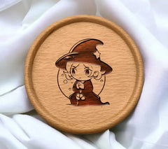 Cute Witch in Crystal Ball Halloween SVG -  Drawing SVG