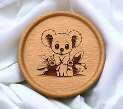 Cute Cartoon Koala Bear SVG - Rock Sitting Illustration SVG