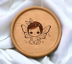 Cute Baby Fairy with Butterfly Wings SVG - Drawing SVG