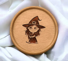 Cute Witch with Black Cat Halloween SVG - Drawing SVG