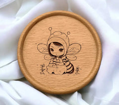 Cute Bee Girl SVG Drawing with Candle SVG