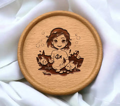 Cute Girl with Fish SVG - Aquarium Illustration SVG