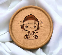 Cute Baby Girl Holding Diaper SVG - Drawing Illustration SVG