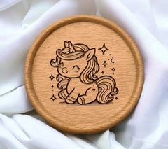 Cute Unicorn Coloring Page SVG - Outline with Stars SVG