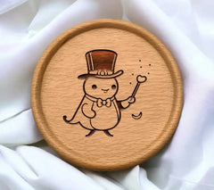 Cute Penguin in Top Hat & Bow Tie with Magic Wand - SVG SVG