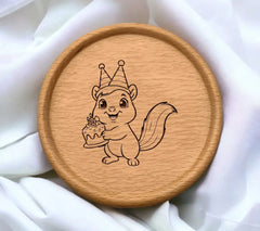Cute Squirrel Birthday Party Hat SVG Coloring Page SVG