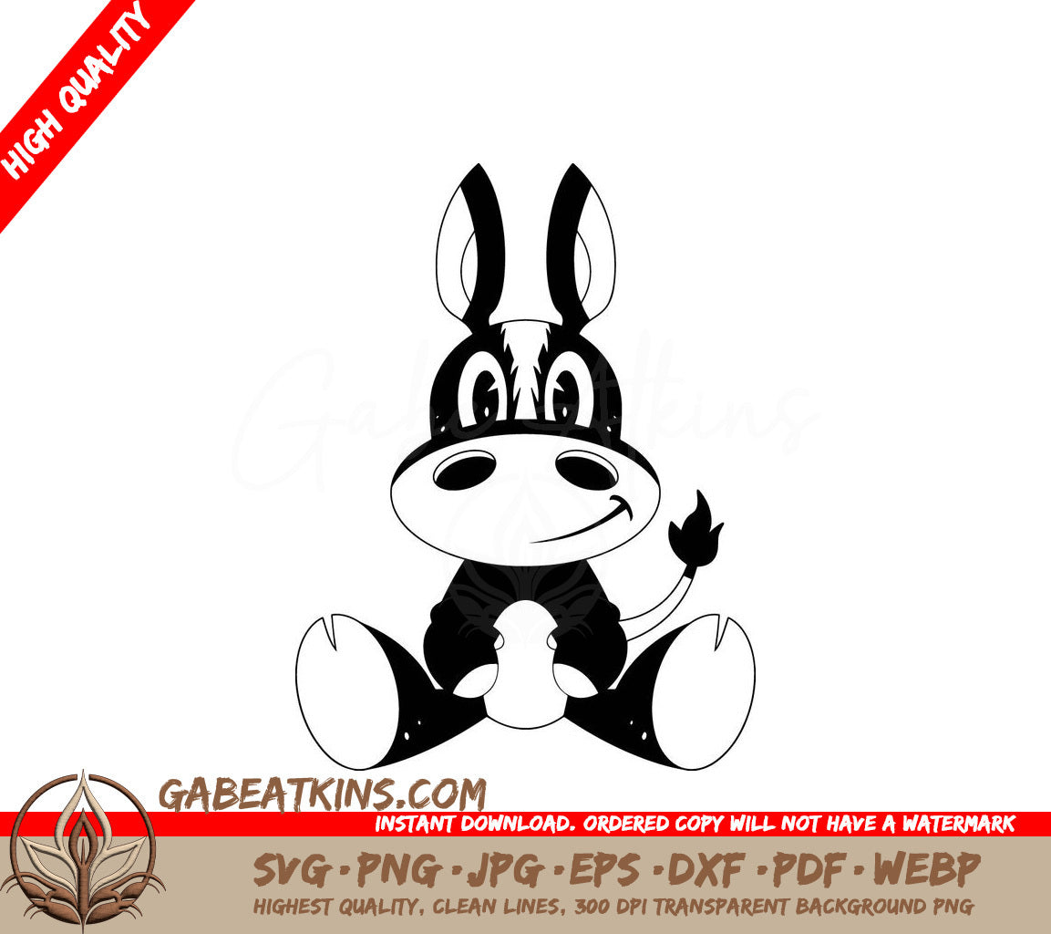 Cute Donkey with Letter O SVG - Cartoon Farm Animal Illustration SVG