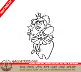 Cute Tooth Fairy with Crown & Wand - SVG Illustration SVG
