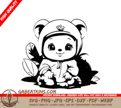 Cute Baby Bear in Helmet Costume SVG - Drawing SVG