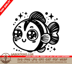 Cute Baby Fish SVG - Coloring Page for Kids SVG