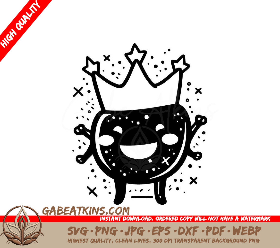 Cute Black Magic Ball Monster with Crown SVG SVG