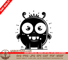 Cute Crowned Monster SVG - Vector Illustration SVG