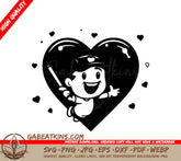 Cute Baseball Boy Holding Heart SVG -  Drawing SVG