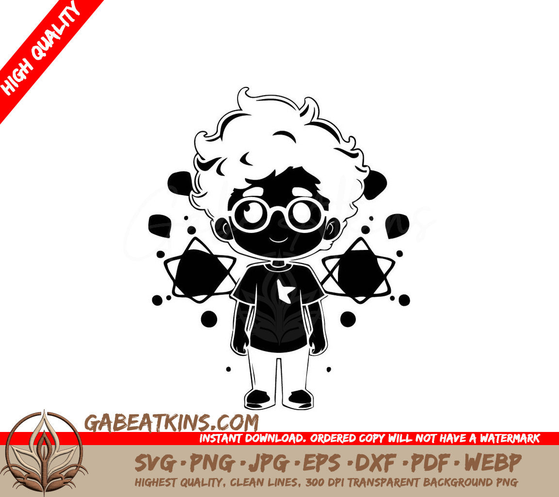 Cute Boy Scientist with Glasses -  Cartoon SVG SVG