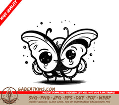 Cute Butterfly SVG with Big Eyes - Cartoon Vector Illustration SVG