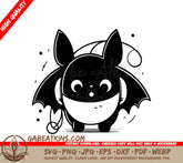 Cute Cartoon Bat with Headphones SVG -  Illustration SVG