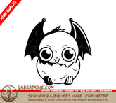 Cute Cartoon Bat with Horns SVG -  Illustration SVG