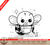 Cute  Bee Drinking Honey SVG Vector Illustration SVG