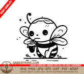 Cute Bee Drinking Coffee SVG -  Cartoon Vector Illustration SVG