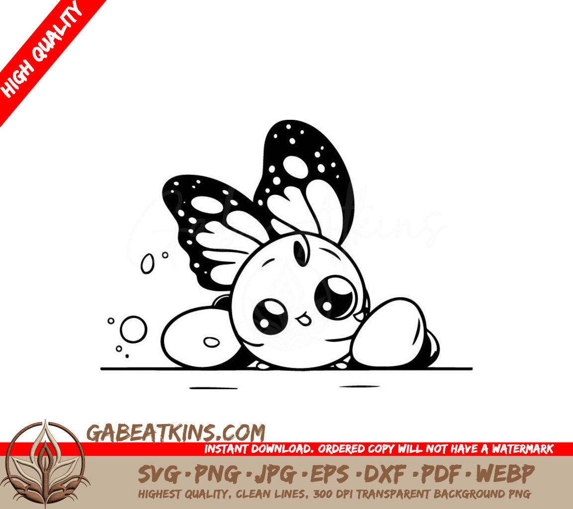 Cute Butterfly SVG - Big Eyes Cartoon Vector Illustration SVG