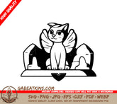 Cute  Cat with Angel Wings SVG - Flat Style Vector Illustration SVG