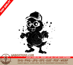 Cute Duck in Glasses and Hat - Cartoon SVG SVG