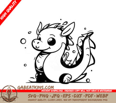 Cute Dragon with Bubbles SVG Clipart SVG