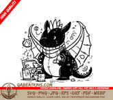 Cute  Dragon with Scarf & Book SVG Illustration SVG