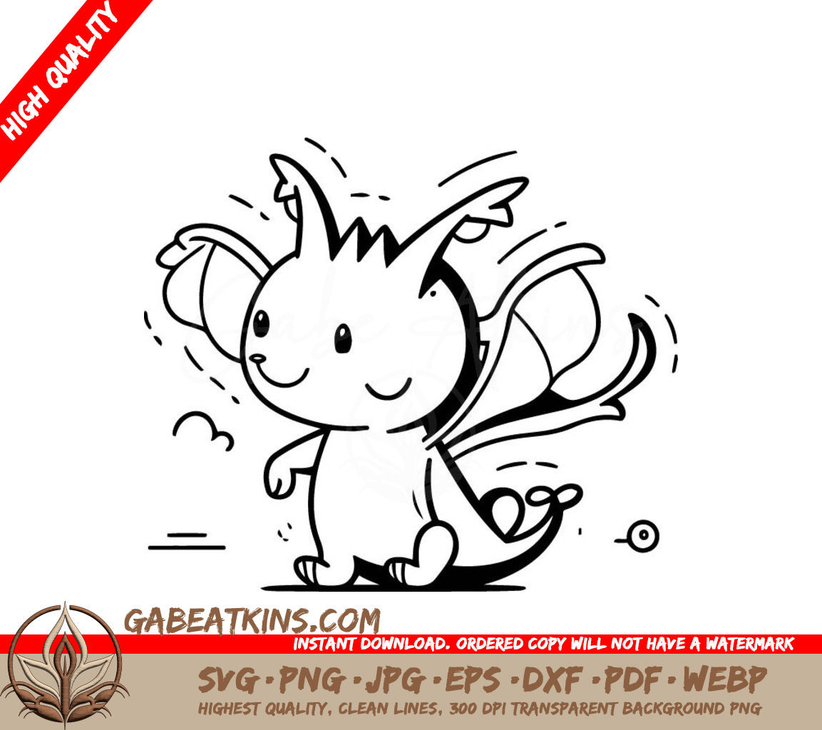 Dragon with Wings SVG - Cute Cartoon Elephant Illustration SVG