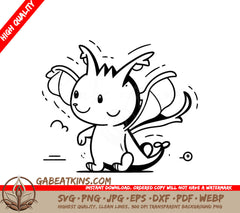 Dragon with Wings SVG - Cute Cartoon Elephant Illustration SVG