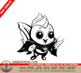 Cute Flying Fish with Cape SVG -  Cartoon Illustration SVG