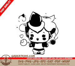 Cute  Girl with Hearts SVG - Gnome Vector Illustration SVG